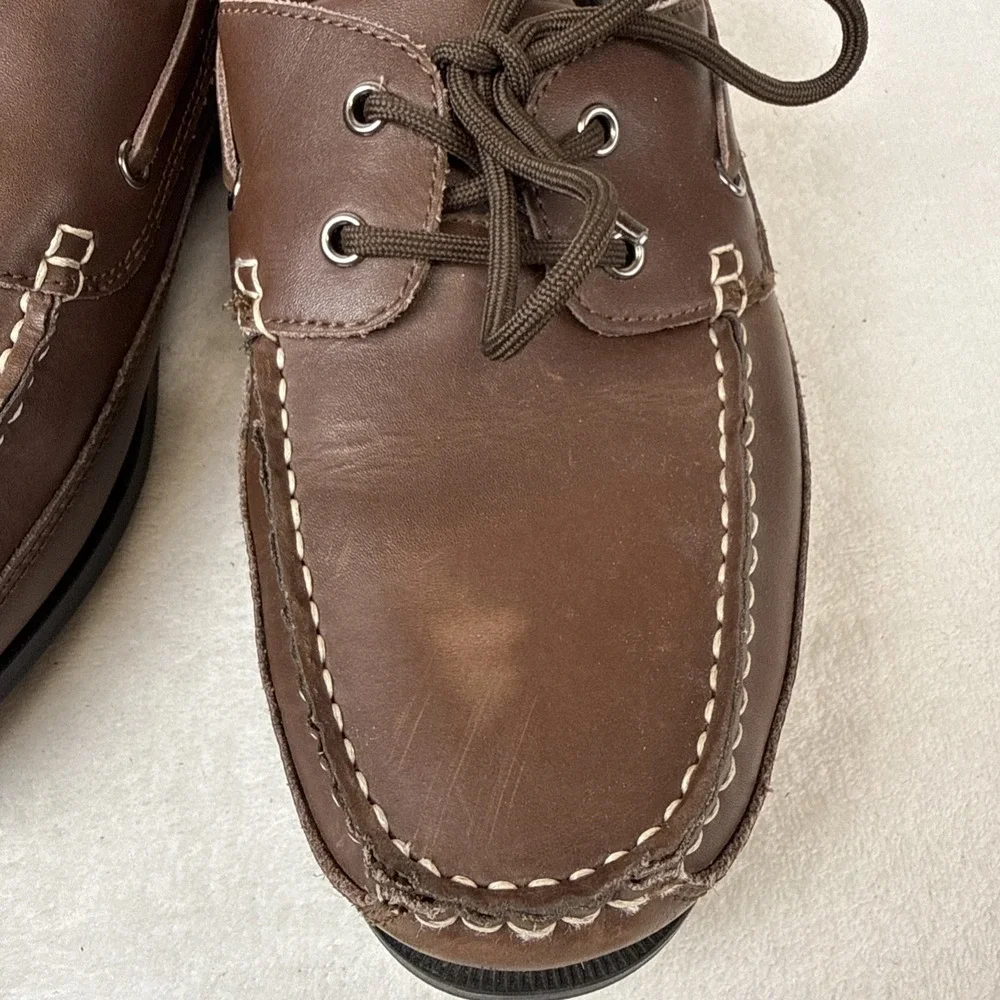 Dock Masters Hampton Men's SZ 10.5 W Leather Boat Shoes Deck Loafers Hand Sewn